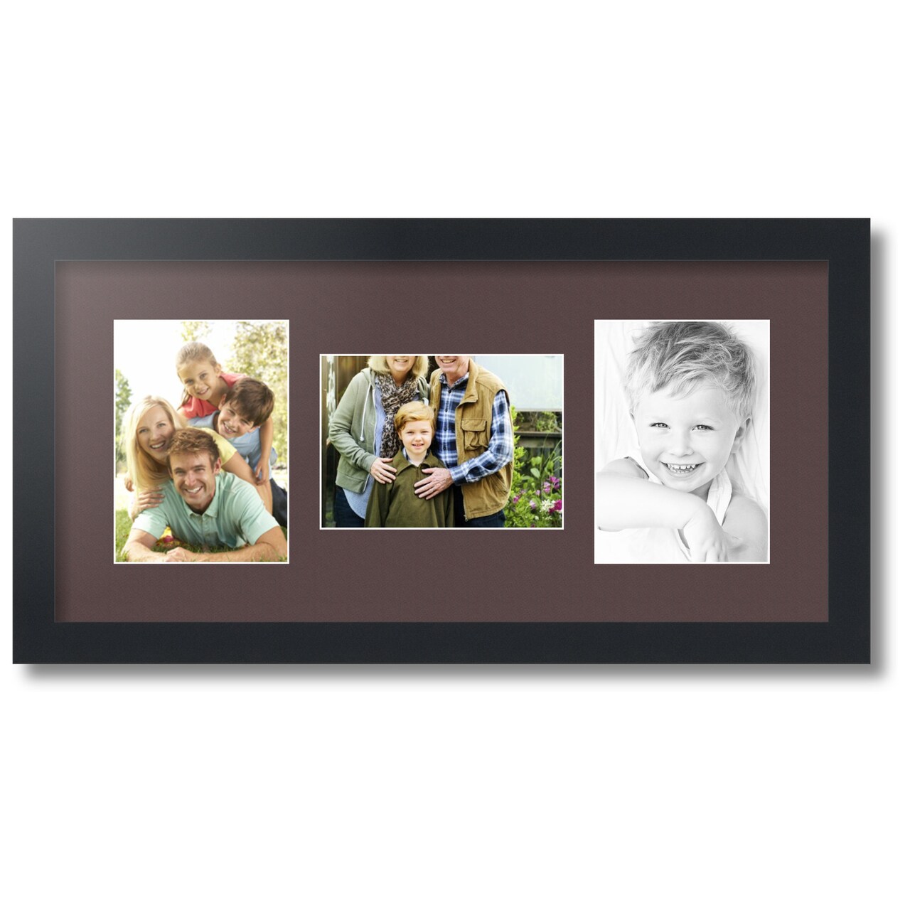 ArtToFrames Collage Photo Picture Frame with 3 - 5x7 inch Openings, Framed in Black with Over 62 Mat Color Options and Plexi Glass (CSM-3926-114)